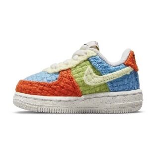 Nike Force 1 Toddler Shoes 9C DV2194-400 Custom Hand Woven Multicolor  patchwork